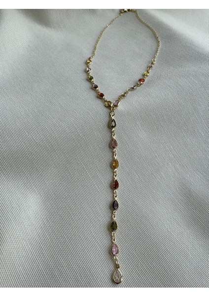 Renkli Taşlı Y Modeli Kolye fırsatları