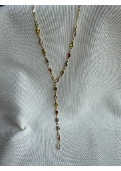 Renkli Taşlı Y Modeli Kolye indirimleri