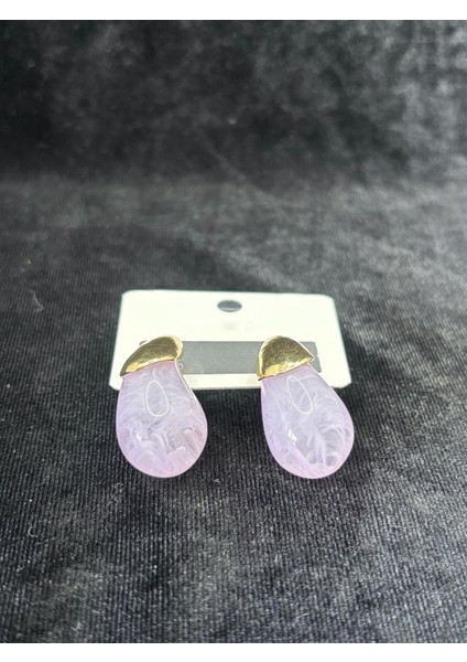 Altın Detaylı Mor Damla Form Kadın Küpe - Şık ve Zarif Tasarım fırsatları