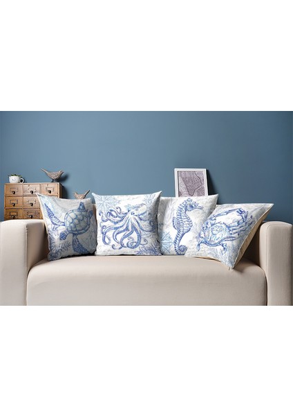 Deniz Kabukları Temalı Marin Dekoratif Yastık Kılıfı 4'lü Set fiyatları