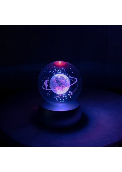 Kişiye Özel Satürn Işıklı Cam Küre 8cm*6cm Uçan Balonlu Kız Kolye modelleri