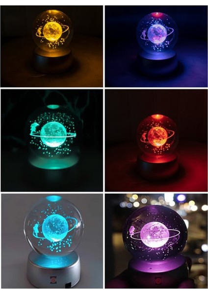 Kişiye Özel Satürn Işıklı Cam Küre 8cm*6cm Uçan Balonlu Kız Kolye fırsatları