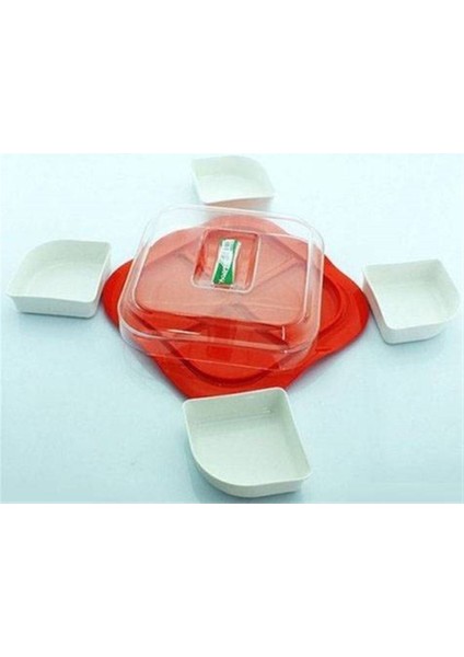 Elite 2 Adet Plastik 4 Lü Kahvaltılık Servis Sunum Taşıma Seti 1 Adet