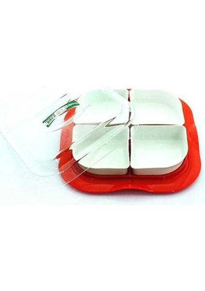 Elite 2 Adet Plastik 4 Lü Kahvaltılık Servis Sunum Taşıma Seti 1 Adet