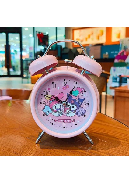 Pembe Metal Çalar Saat, Analog Zaman Göstergesi, Şık ve Kullanışlı Masa Saati