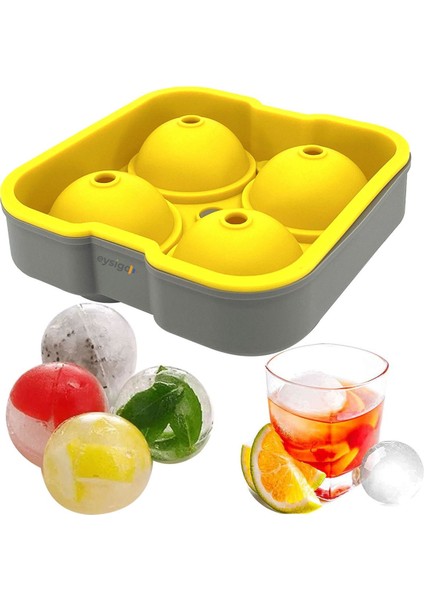 Elite Silikon Büyük Boy Buz Kalıbı, 2'li Set, Sarı Lacivert 1 Adet