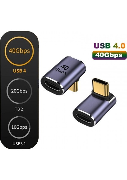 Doksan Derece Type-C Çevirici 40 Gbps 90 Derece Typec Çevirici