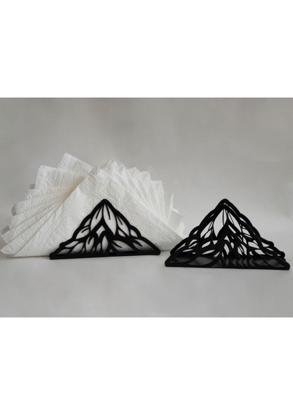 Elite A Yaprak Model Lazer Kesim Metal Dekoratif Peçetelik (11X8X4 Cm) 1 Adet