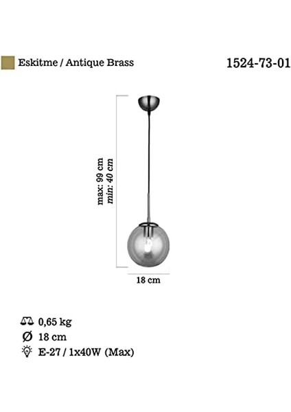 Polıno Tekli Eskitme Avize 1XE27