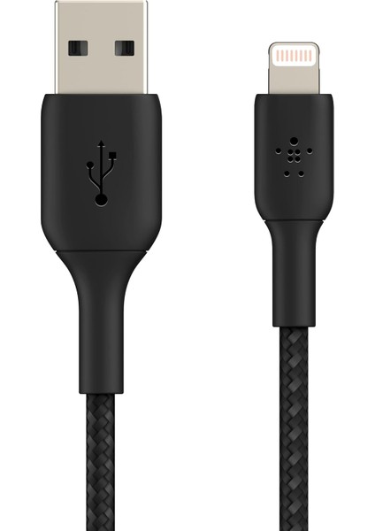 Örgülü Lightning Kablosu (Iphone, Ipad, Airpods Için Boost Charge Lightning/usb Kablosu) Mfi Sertifikalı iPhone Şarj Kablosu, Usb-A'ya Örgülü Lightning Kablosu, (1 M, Siyah)