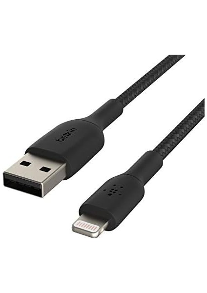 Örgülü Lightning Kablosu (Iphone, Ipad, Airpods Için Boost Charge Lightning/usb Kablosu) Mfi Sertifikalı iPhone Şarj Kablosu, Usb-A'ya Örgülü Lightning Kablosu, (1 M, Siyah)