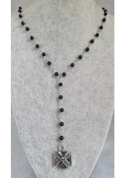 Boncuk Detaylı Iron Cross Kolye