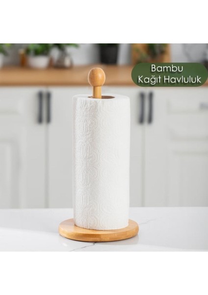 Elite Kamptek Dekor Bambu Dev Havlu Peçetelik Yuvarlak Topuzlu Tasarım 1 Adet