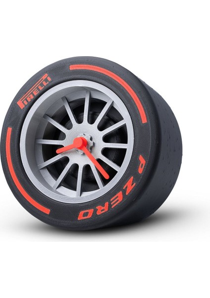 Kırmızı Formula Tekeri Şekilli Analog Saat, Şık ve Renkli Zaman Göstergesi