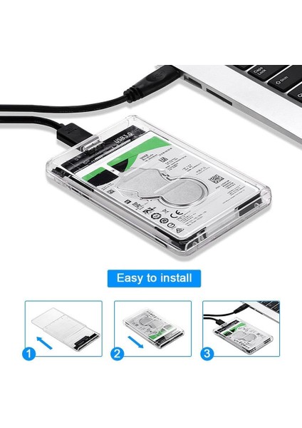 Plus PX-3000 Usb3.0 Harddisk Kutusu, 2.5 Şeffaf Harddisk/ssd Kutusu