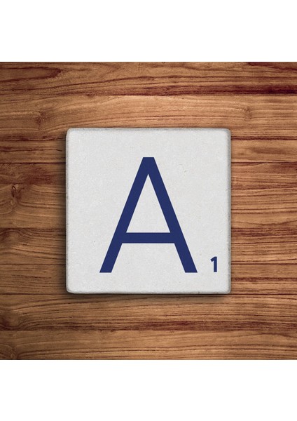 Elite Kişiselleştirilebilir Scrabble Harfler Temalı Stone Coasters Doğal Taş Bardak Altlığı 4 Lü Set 1 Adet fırsatları