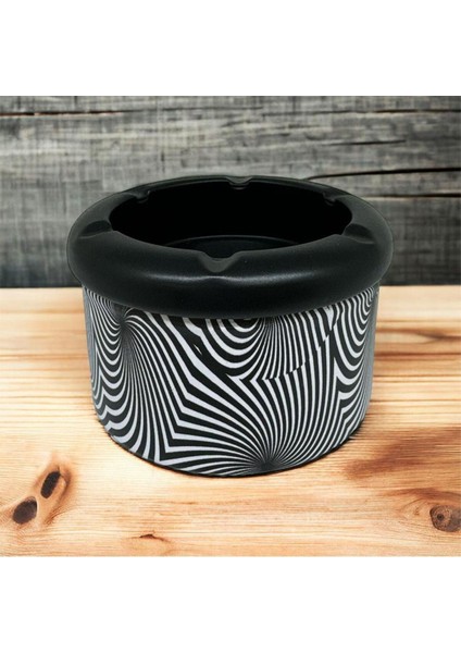 Elite Spiral Desen Metal Mini Sigara Küllüğü Siyah 8cm 1 Adet