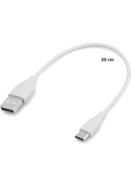 Yetty Type-C Kısa Hızlı Powerbank Şarj ve Data Kablosu 2.1A Beyaz 20CM (Type-C)