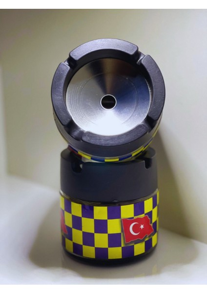 Elite 2 Adet Desenli Kokusuz Cam Küllük Metal Söndürme 1 Adet