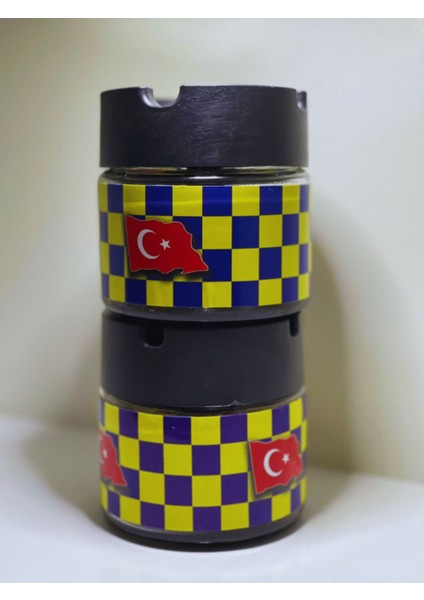 Elite 2 Adet Desenli Kokusuz Cam Küllük Metal Söndürme 1 Adet