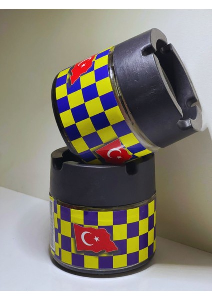 Elite 2 Adet Desenli Kokusuz Cam Küllük Metal Söndürme 1 Adet