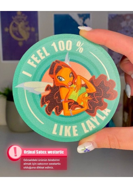 Elite Winx Club - Layla (Aisha) Peri Baskılı Tasarım Bardak Altlığı 1 Adet