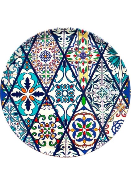 Elite 6'lı Bardak Altlığı, Kilim Desenli Coaster, 6 Adet Mantar Tabanlı Bardak Altlığı 9cm 1 Adet