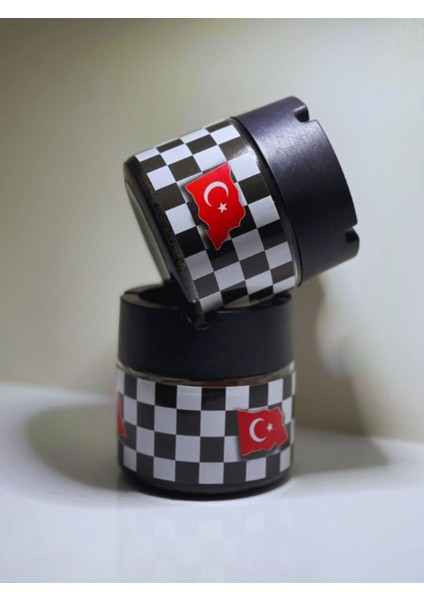 Elite 2 Adet Desenli Kokusuz Cam Küllük Metal Söndürme 1 Adet