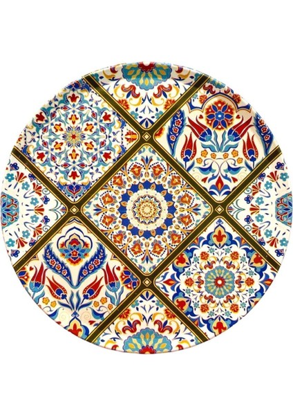 Elite 6'lı Bardak Altlığı, Kilim Desenli Coaster, 6 Adet Mantar Tabanlı Bardak Altlığı 9cm 1 Adet