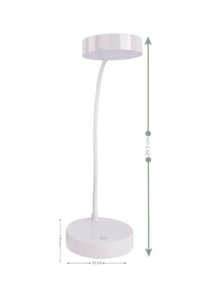 20 Led'li 2.5 Watt Şarjlı Esnek Masa Lambası, 3 Modlu Sarı-Beyaz-Gün Işığı, Dimmer Özelliği, Yatak Başucu ve Kitap Okuma Ders Çalışma Lambaları