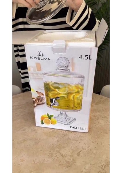 Elite Cam Sunumluk Sebil 4.5 Litre 1 Adet