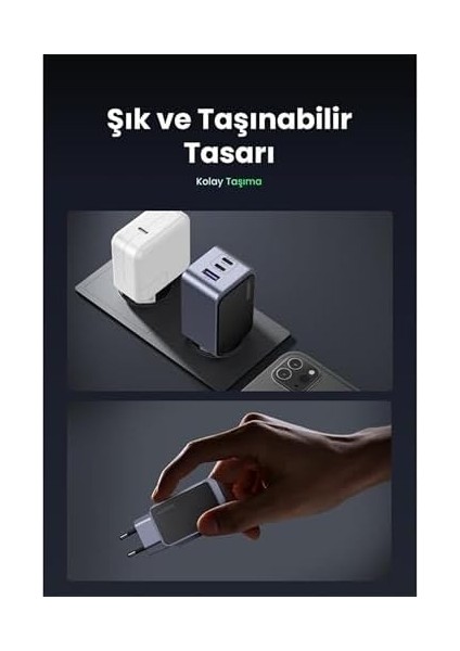 Nexode Air 65W 3-Port Gan Fast Charger Eu Hızlı Şarj Adaptörü
