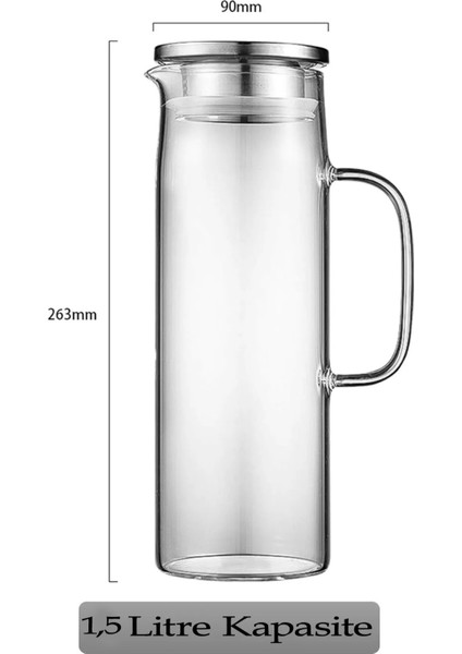 Elite Metal Kapaklı Cam Sürahi 1300 ml SA6863 1 Adet