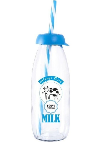 Elite 500 cc Mavi Inek Desenli Pipetli Şişe 1 Adet
