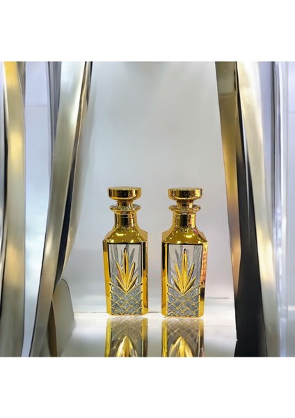 Elite 2'li Set Gold Kristal Su Şişesi Viski Meşrubat Hediyelik Nişan Dekor 250 ml 1 Adet