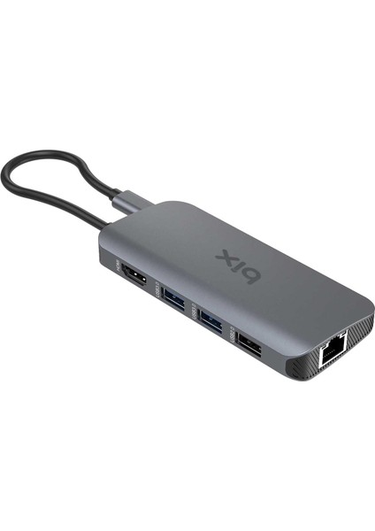 BX10HB Pro 8in1 USB C Hub 4K@60Hz Hdcp Hdmı, 1gbps RJ45, 3x USB 3.2, 100W Pd Port Macbook Uyumlu Dönüştürücü