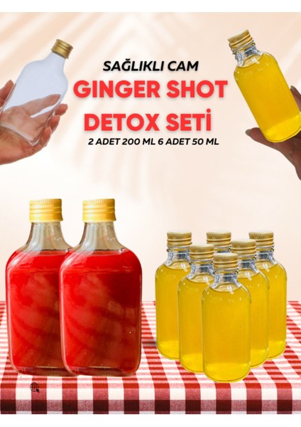 Elite 8li Sağlıklı Cam Ginger Detox Shot Hediyelik Koku Esans Şişesi 1 Adet