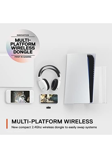 Arctis 7+ - Kablosuz Oyun Kulaklığı - Kayıpsız 2,4 Ghz Bağlantı - 30 Saat Pil Ömrü - Pc, Ps5, Ps4, Mac, Android ve Switch Için - Beyaz