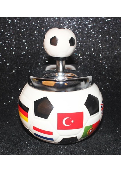 Elite Özel Seramik Futbol Topu Dünya Kupası Anti Rüzgar Basmalı Kapaklı Küllük Kül Tablası Dekoratif Obje 1 Adet