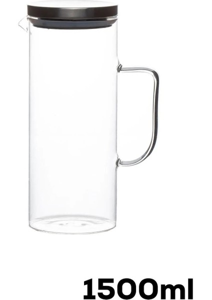 Elite Metal Kapaklı Borosilikat Cam Sürahi 1,5 Litre 1 Adet