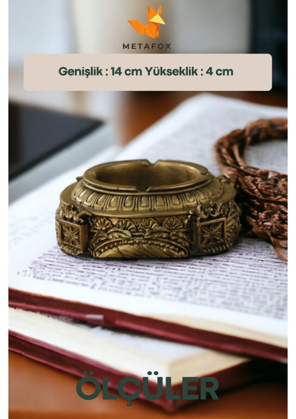Elite Küllük Kül Tablası Sigara Küllüğü Altın Eskitme 4 Adet Model 2 1 Adet