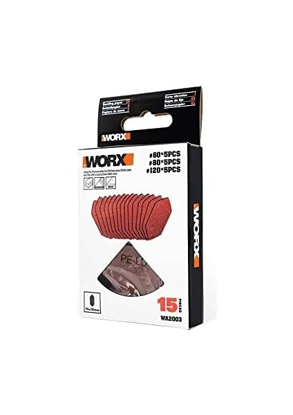 WA2003 76X30MM 60, 80, 120 Kum, 15 Adet Cırtlı Universal Mouse Parmak Zımpara Kâğıdı Seti