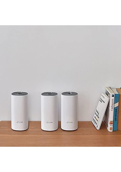 Deco E4 (3-Pack), AC1200 Mbps, Dual-Band, 10/100MBPS Portları, 100 Cihaza Kadar Bağlanılabilirlik, 370 M²'ye Kadar Kapsama, Mobil Uygulama ile Kolay Kurulum, Wi-Fi 5 Mesh Sistemi