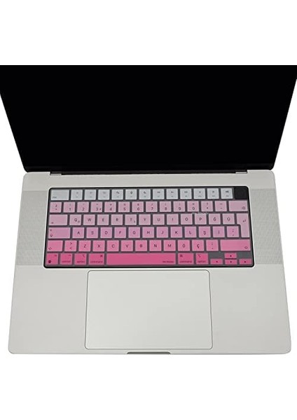 Macbook Air Pro M1-M2-M3 Klavye Koruyucu (Türkçe Q) Touchıd'li A2681 A3113 A2941 A3114 A2442 A2779 A2992 A2918 A2485 A2780 A2991 ile Uyumlu Gradient Pembe