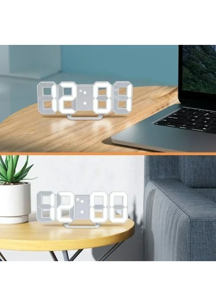 UltraNova Beyaz LED Dijital Saat, Alarm, Sıcaklık ve Tarih Göstergeli, Otomatik Işıklandırmalı