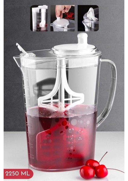 Elite Aqua Mix Karıştıcılı 2250 ml Ayran, Limonata Vb. Sürahi 1 Adet
