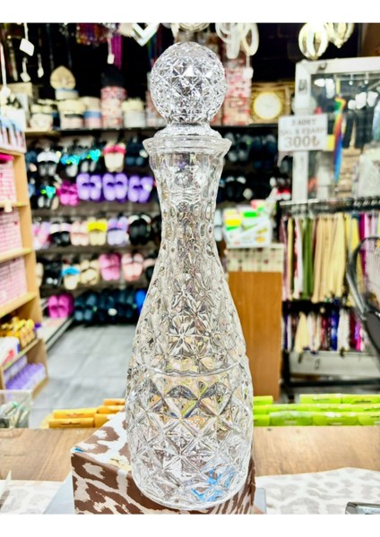 Elite Karaf Kristal Cam Kapaklı Karaf Cam Sürahi Viski Şişesi 1 Adet fırsatları