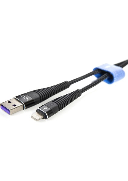 Apple iPhone Lightning 5A 100 W Örgülü Hızlı Şarj ve Data Kablosu 3 Metre, Siyah