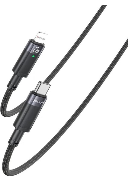 27W Type-C To Lightning Otomatik Şarj Kesme Özellikli Pd Hızlı Şarj Kablosu, 1.2 Metre