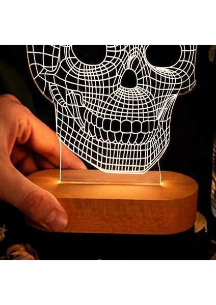 3 Boyutlu LED Masa Lambası - USB Bağlantılı Sarı Işık